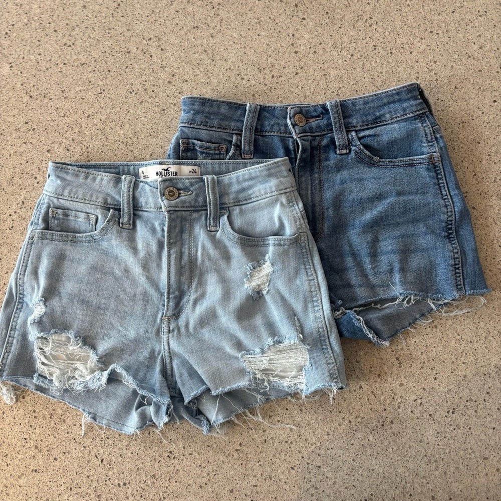 Hollister denim shorts 2 pair 24 inch waist 10” rise 2” inseam size 0
